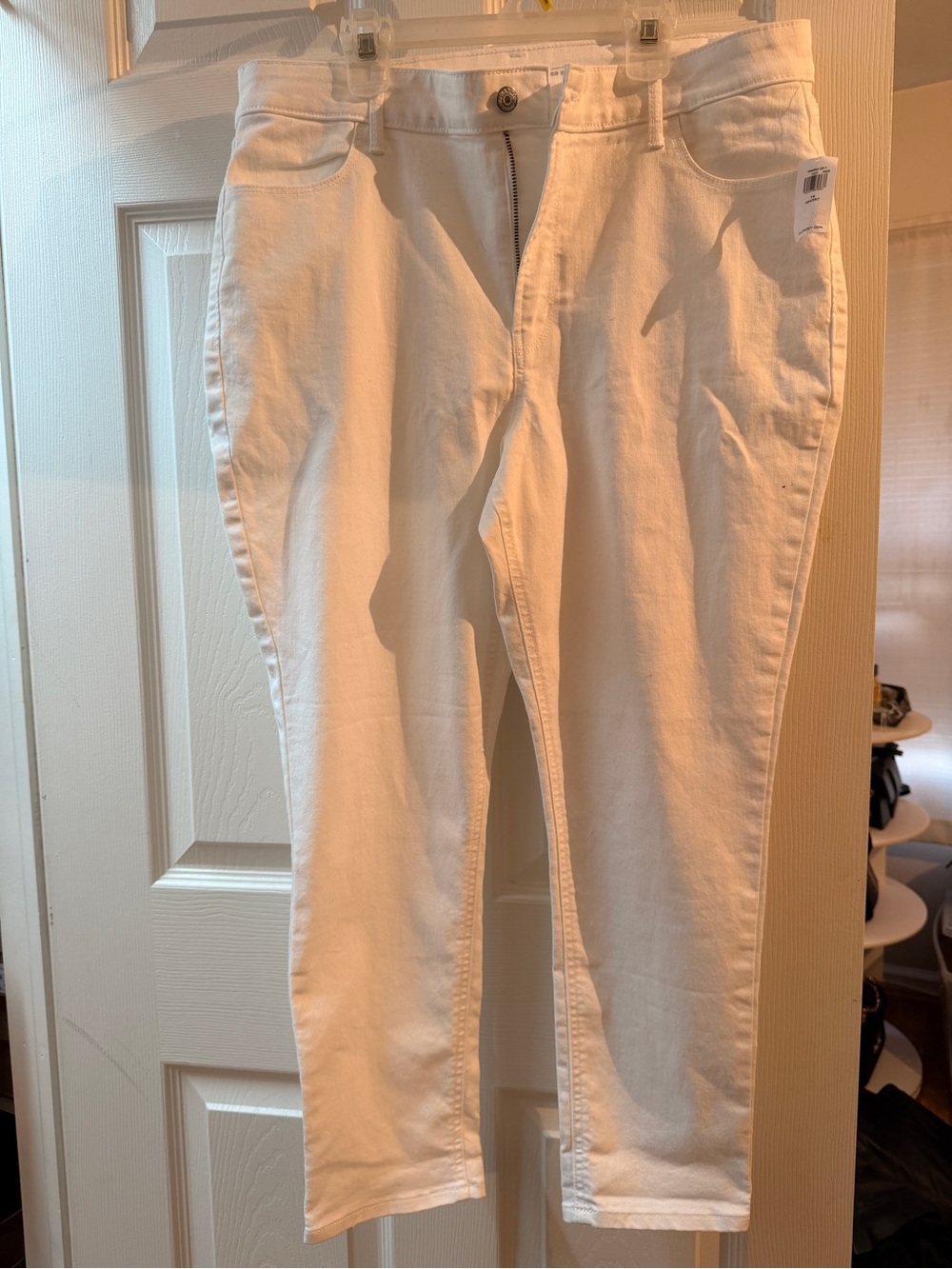 White Straight-Leg Jeans
